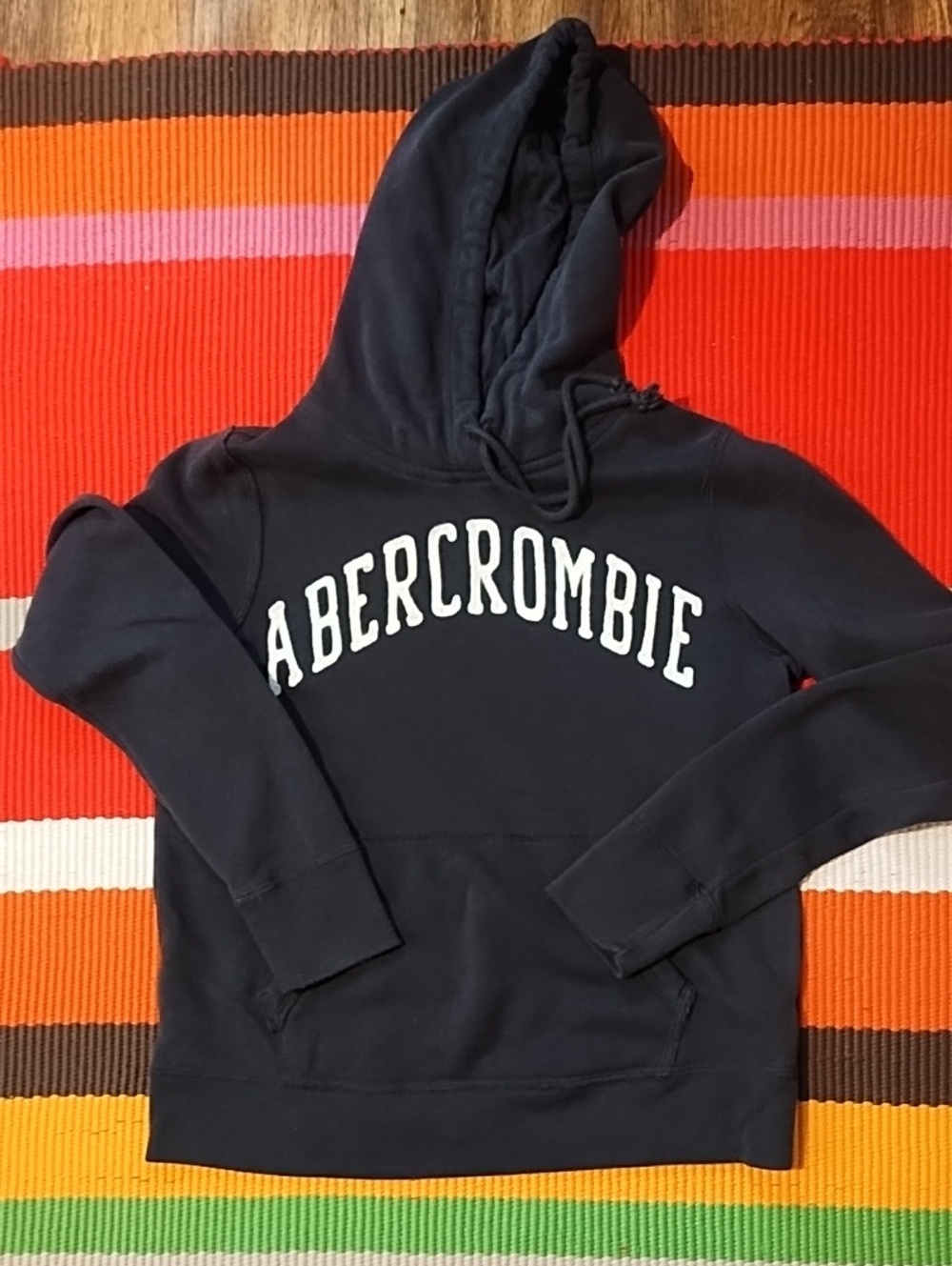 Abercrombie & Fitch Black Hoodie with Cream Label Super Soft Small.